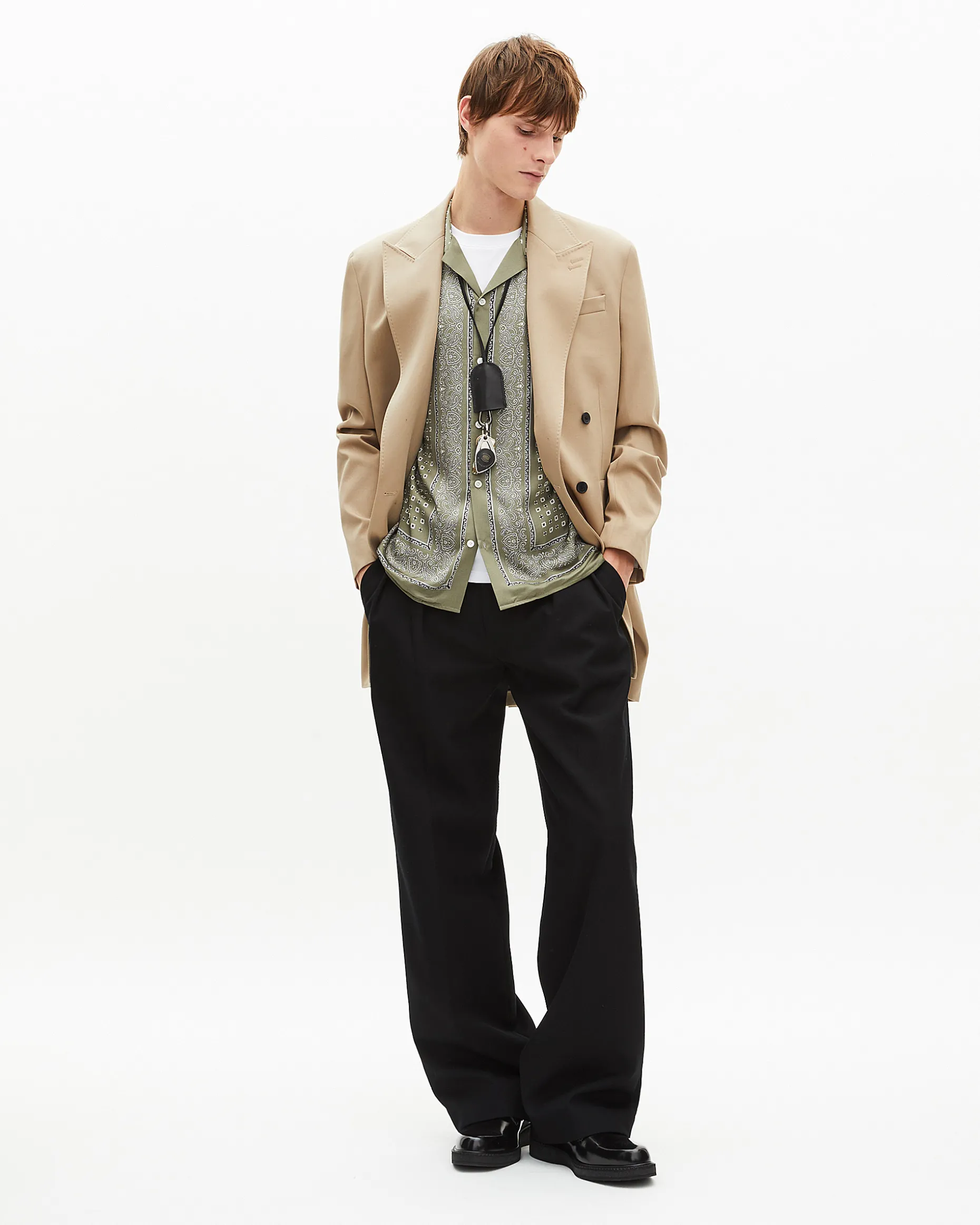Veste longue croisée beige