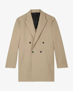 Veste longue croisée beige