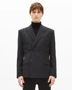 Veste à rayures croisée noire