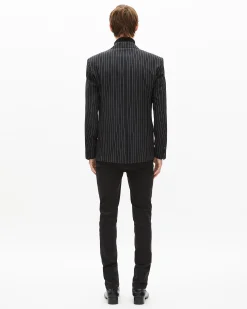 Veste à rayures croisée noire