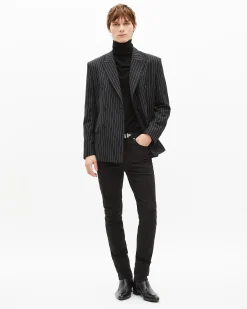 Veste à rayures croisée noire