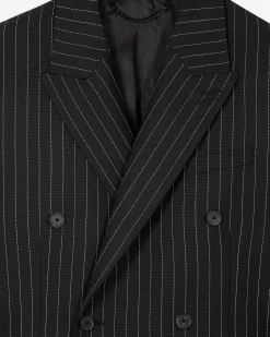 Veste à rayures croisée noire