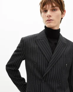 Veste à rayures croisée noire
