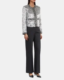 Veste à sequins et perles argentée