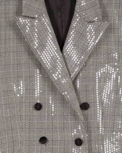 Veste à sequins Prince de Galles grise