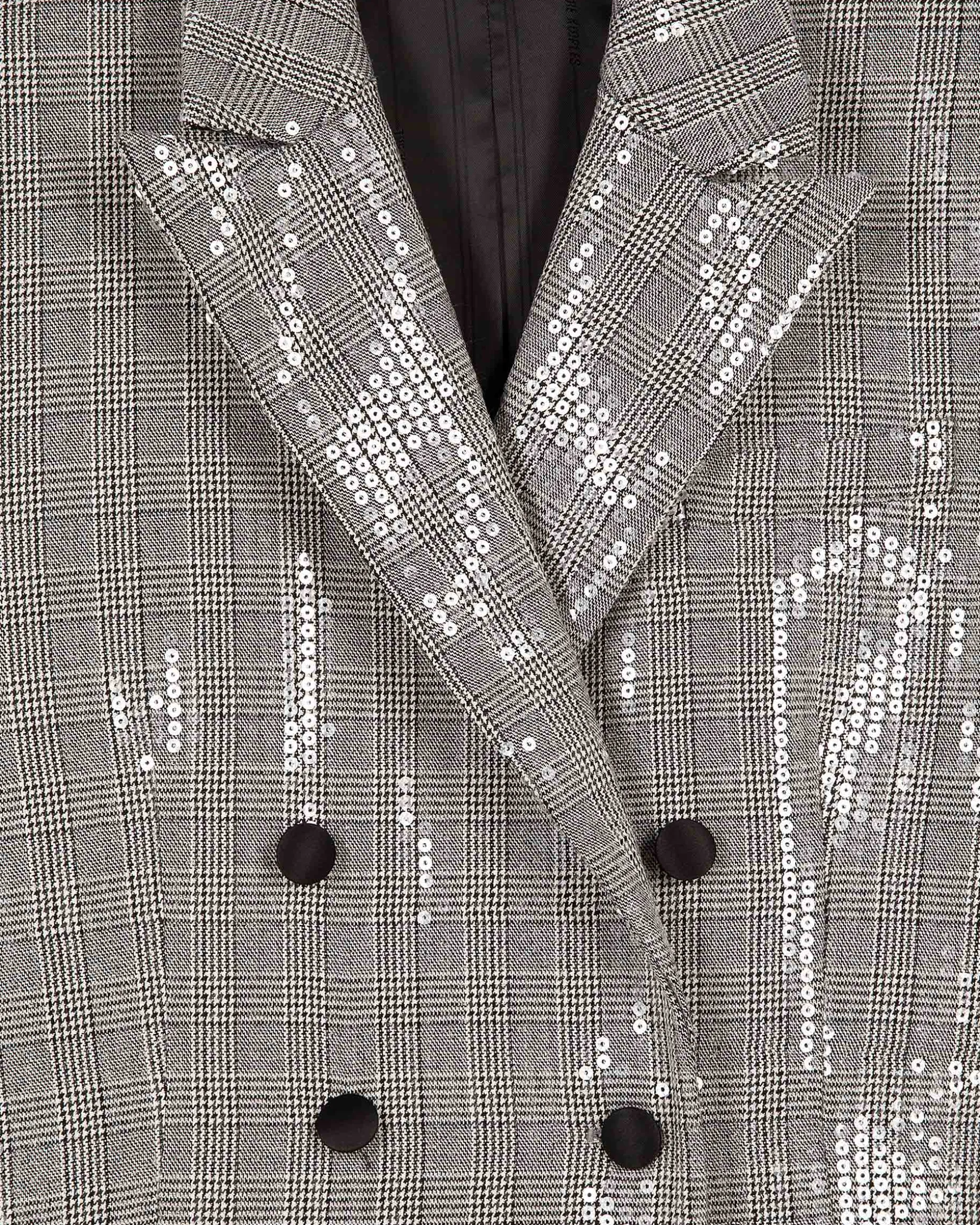 Veste à sequins Prince de Galles grise