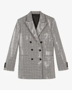 Veste à sequins Prince de Galles grise