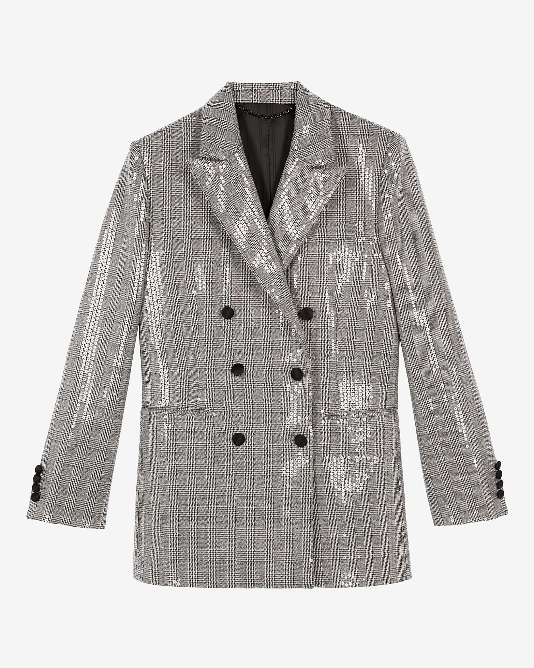 Veste à sequins Prince de Galles grise