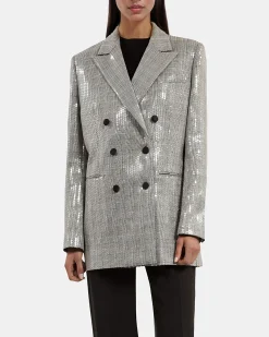 Veste à sequins Prince de Galles grise