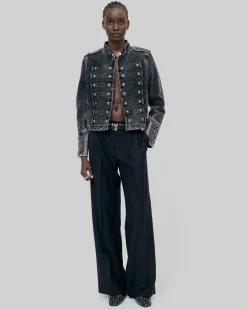 Veste style officier en denim grise