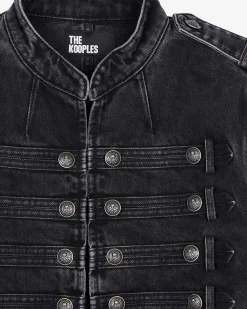 Veste style officier en denim grise
