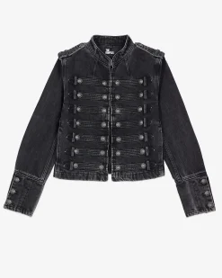 Veste style officier en denim grise