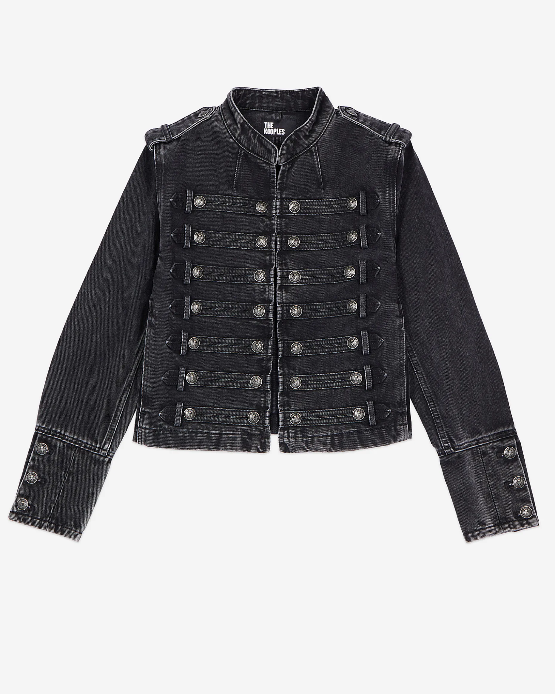 Veste style officier en denim grise