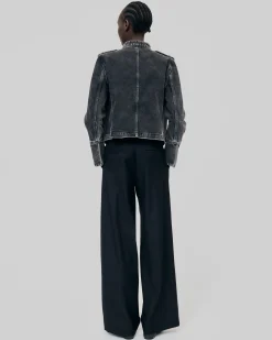Veste style officier en denim grise