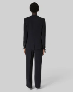 Veste tailleur avec bande dentelle noire