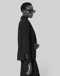 Veste tailleur avec bande dentelle noire