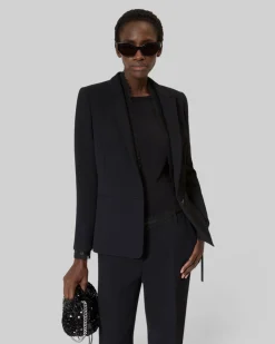 Veste tailleur avec bande dentelle noire