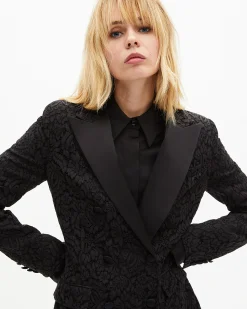 Veste tailleur en dentelle noire
