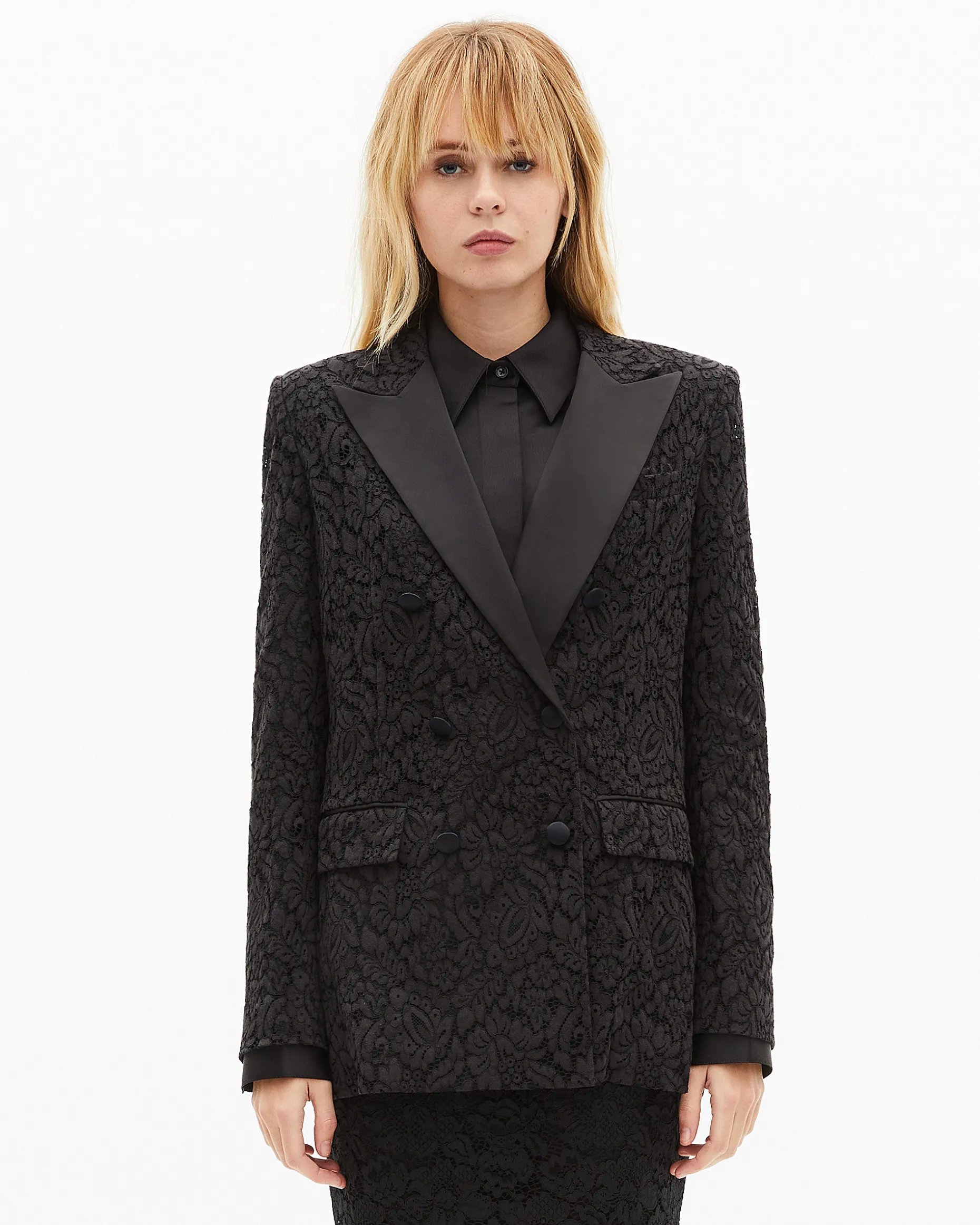 Veste tailleur en dentelle noire