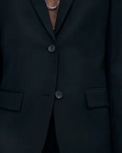 Veste tailleur en laine coupe cintrée noire