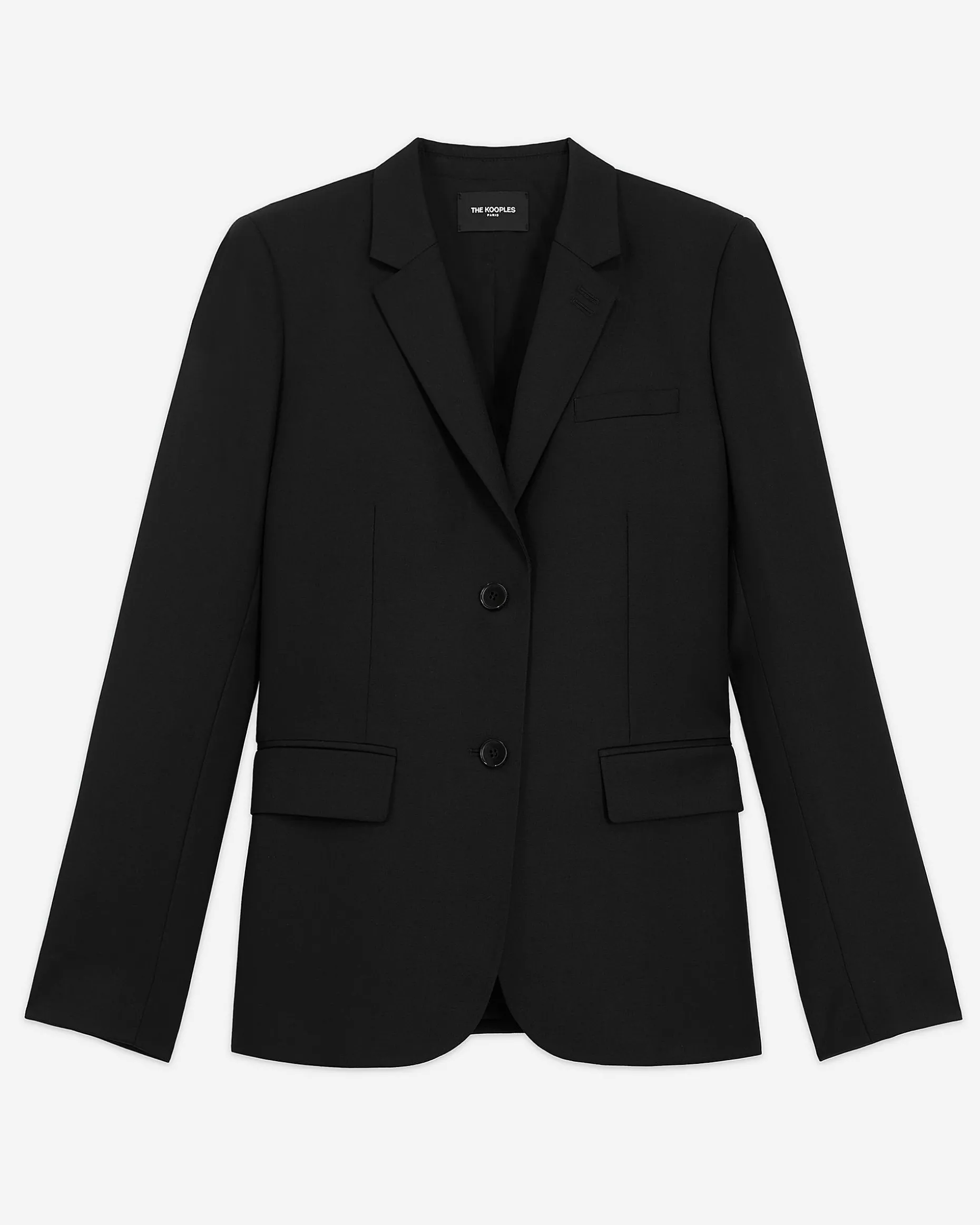 Veste tailleur en laine coupe cintrée noire