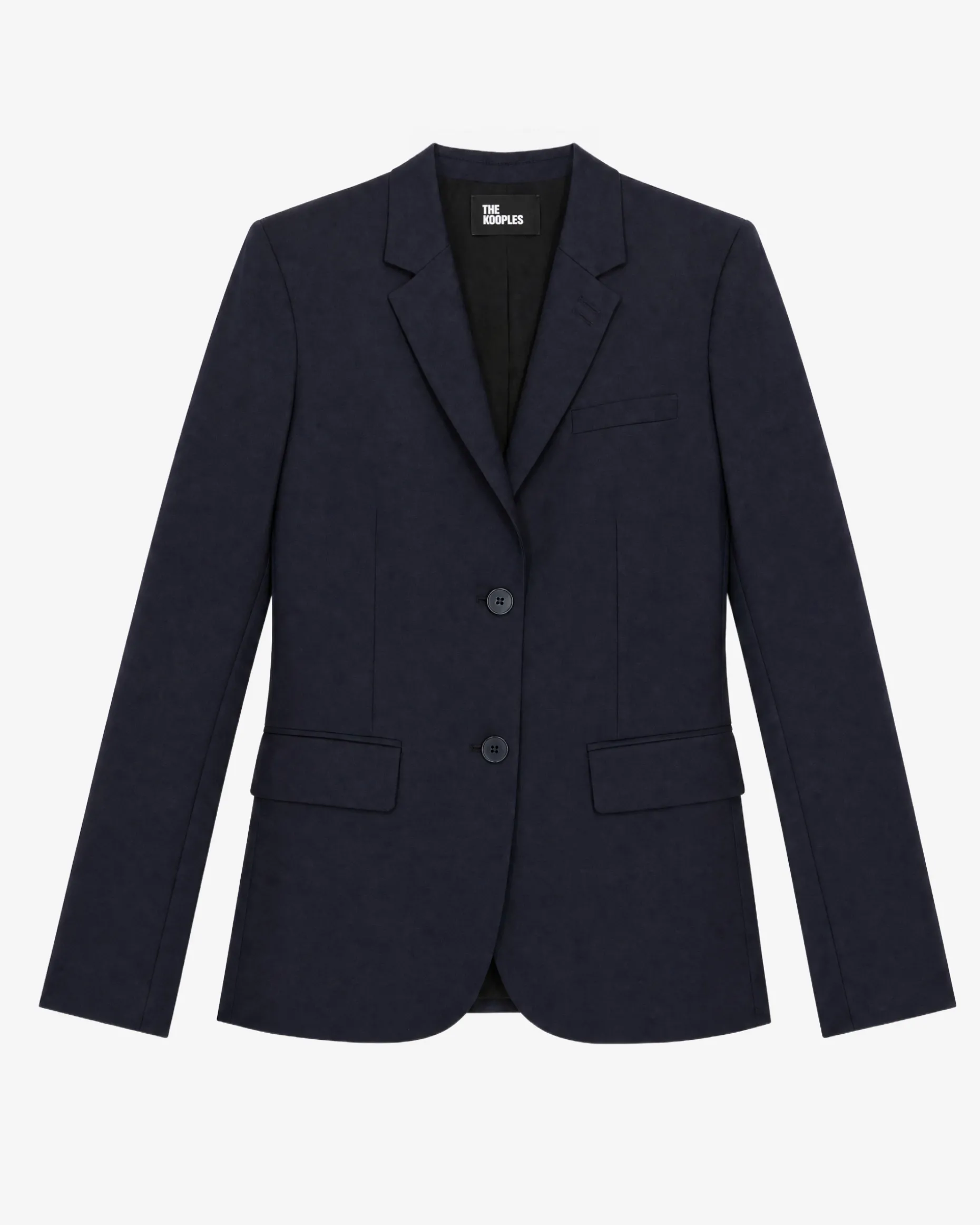 Veste tailleur en laine coupe cintrée bleu marine