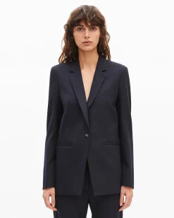 Veste tailleur en laine mélangée marine