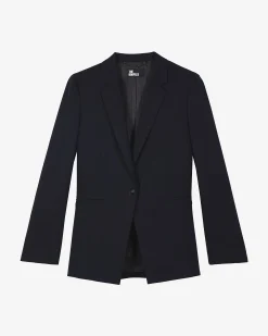 Veste tailleur en laine mélangée marine